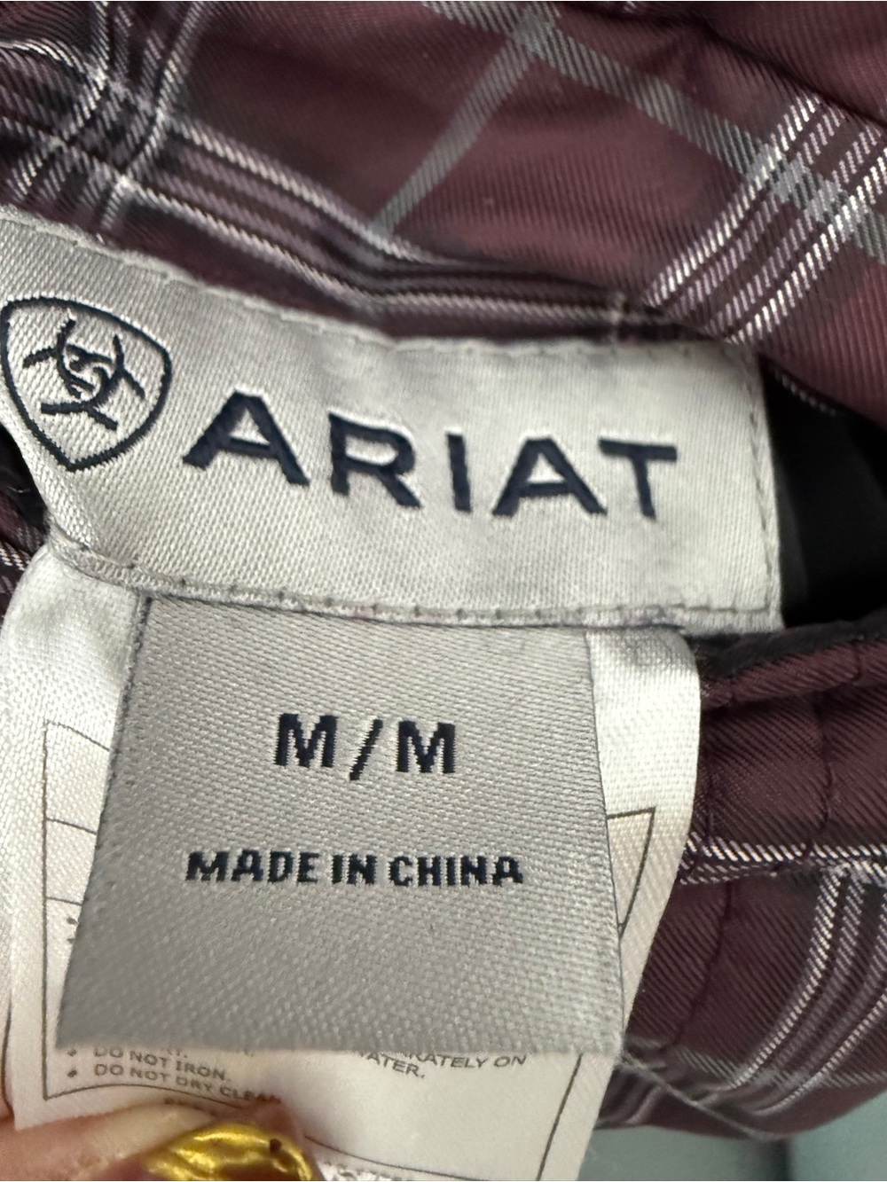 Ariat Plaid Quilted Puffer Vest - Burgundy with Gray - Picture 15 of 16